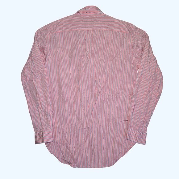 Ralph Lauren Classic Fit Mens Pink Yellow Teal Striped Button Down Shirt Medium - Picture 6 of 8